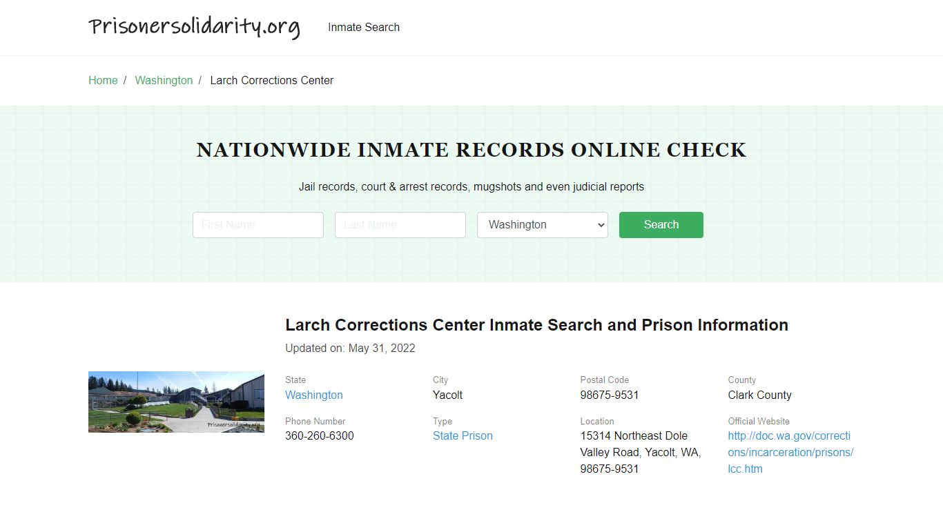 Larch Corrections Center Inmate Search and Prison Information